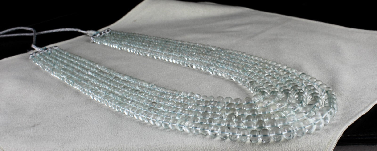 Certified Natural Blue Aquamarine Beads Necklace 880 Ct Round 6 Finest Fashion