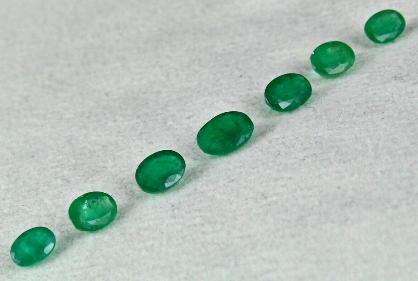 Natural Zambian Emerald Oval Bracelet Set 7 Pcs 7.30 Ct Gemstone For Women