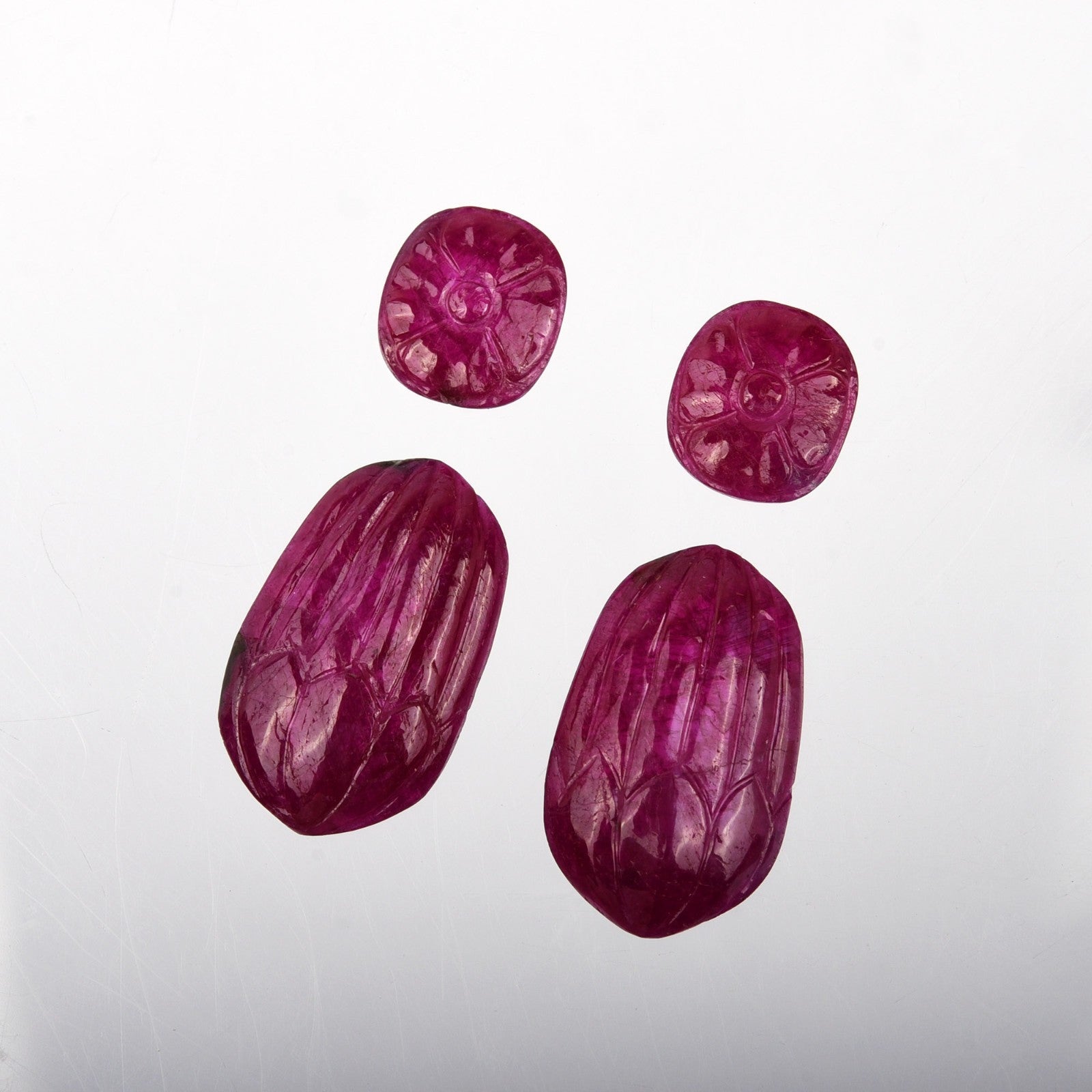 Certified Natural Ruby Engraved Dangle Pair 4 Pc 20.86 Ct Loose Gemstone Earring