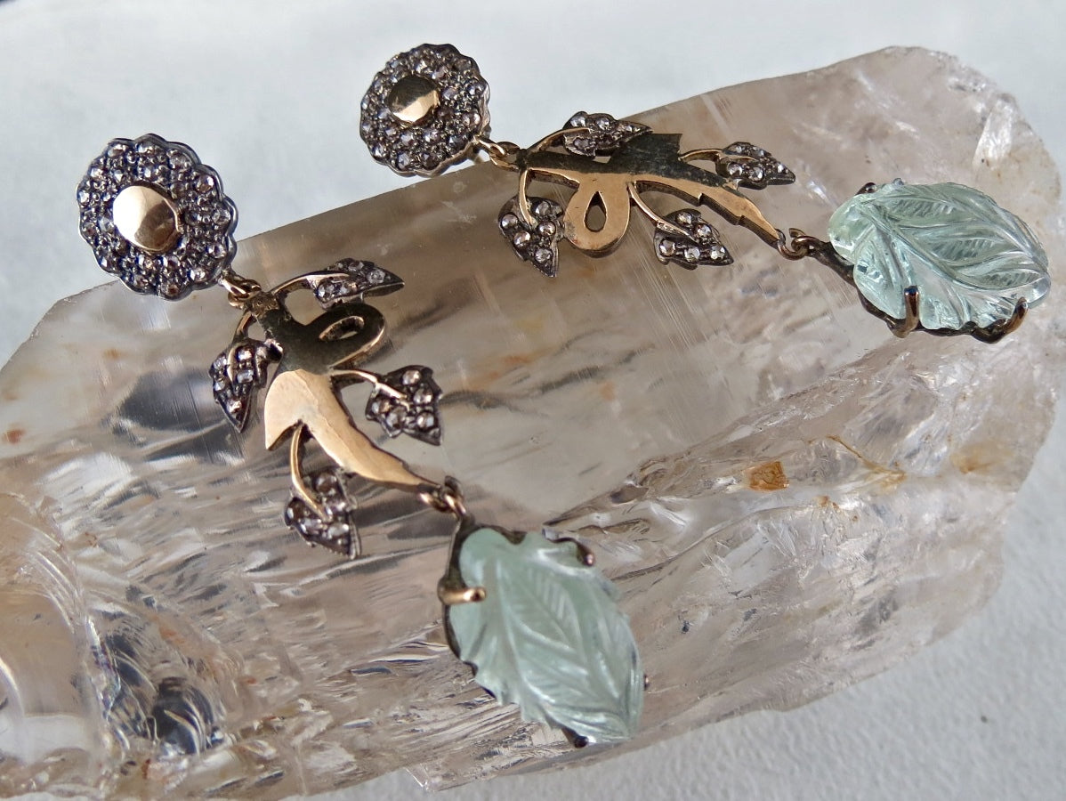 Certified Natural Blue Aquamarine 10ct Natural Diamond Sterling Silver Earrings