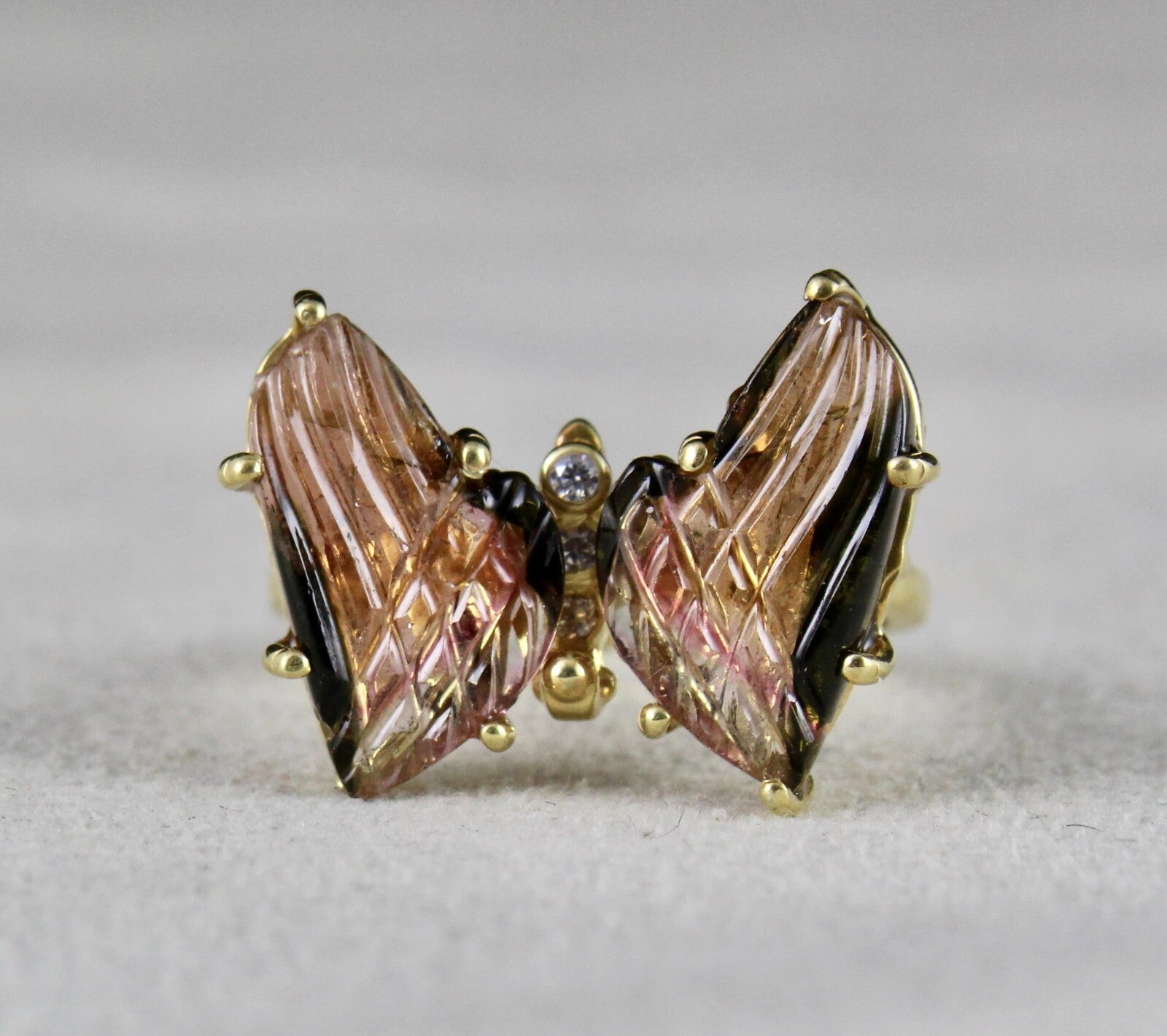 Tourmaline Multi Colour Butterfly 10ct Party Ring 925 Sterling Silver