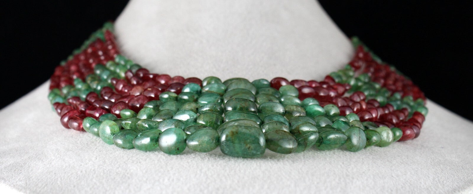 Certified Vintage Natural Spinel 724 Ct Emerald Beads Cabochon Necklace