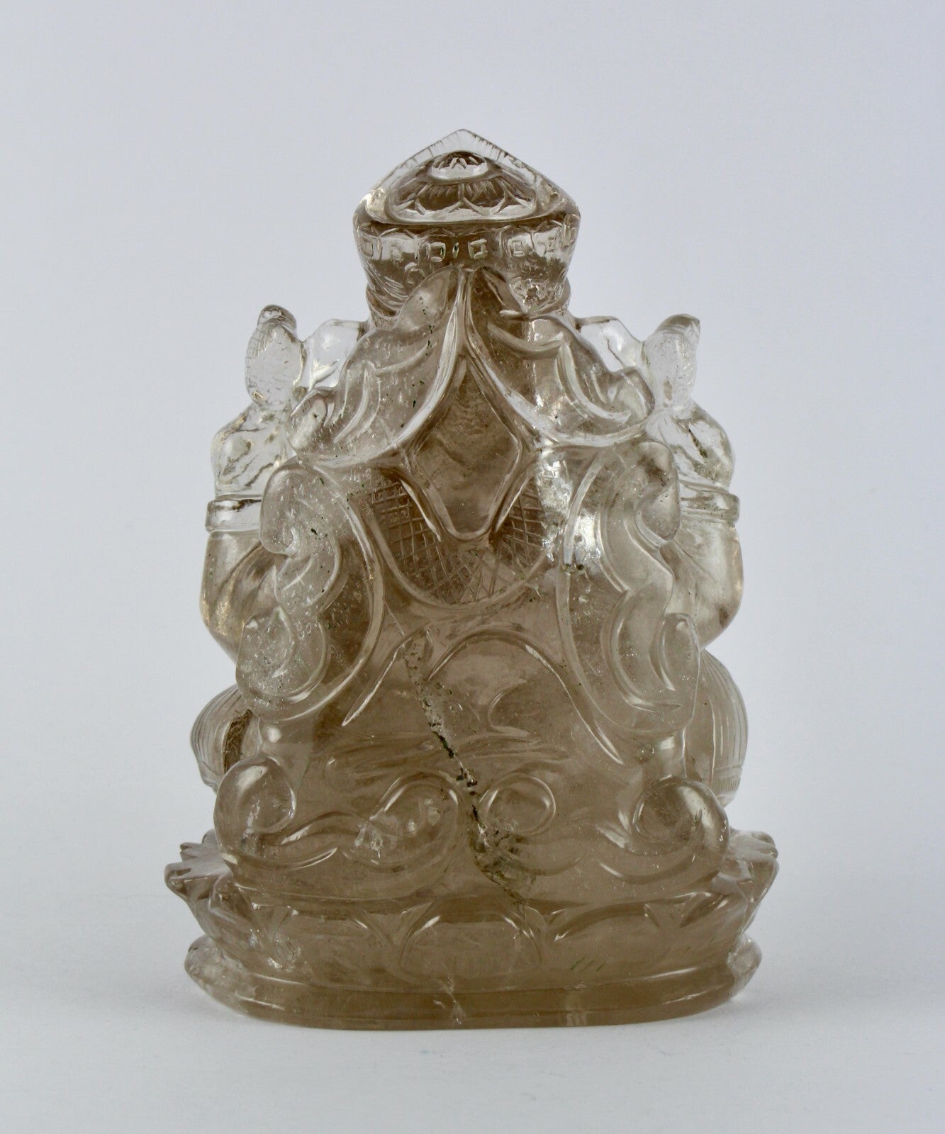Certified Natural Smoky Crystal Quartz 6275 Ct Lord Ganesha Statue Home Decor