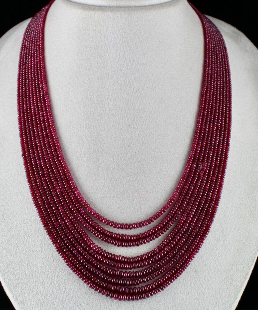 Certified Natural Ruby Beads 541ct Necklace 9 Line For Ladies