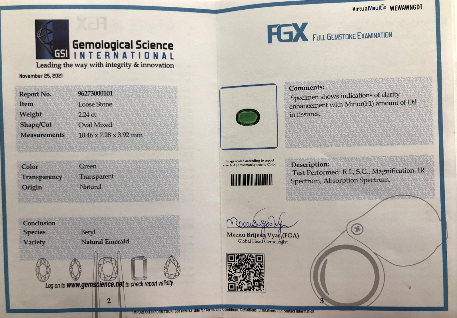 Certified Gsi Zambian Emerald 6.49 Ct Pear Gemstone Ring Pendant