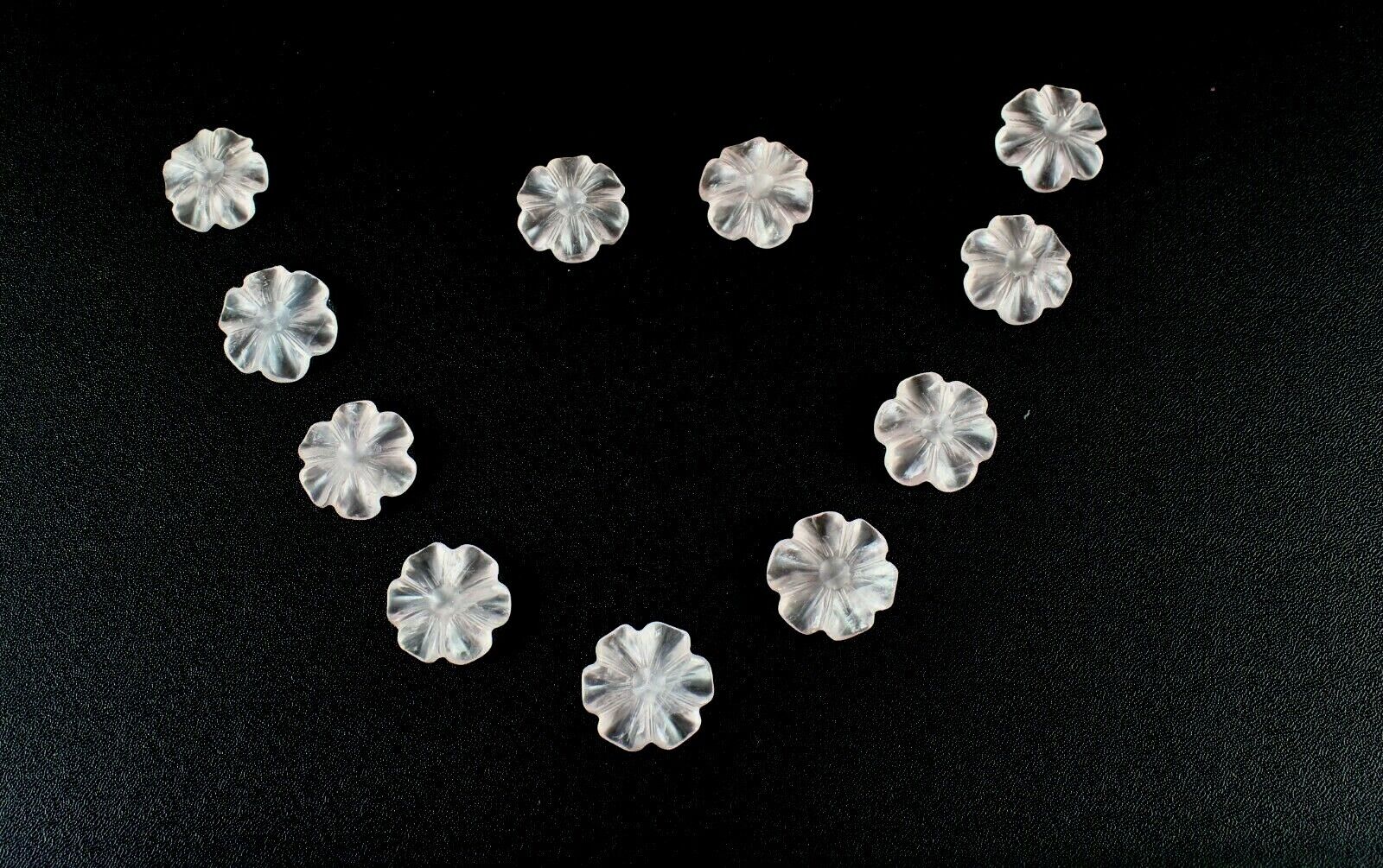 NATURAL ROSE QUARTZ CARVED FLOWER 11 PCS 97.35 CTS GEMSTONE SET FOR DESIGNING