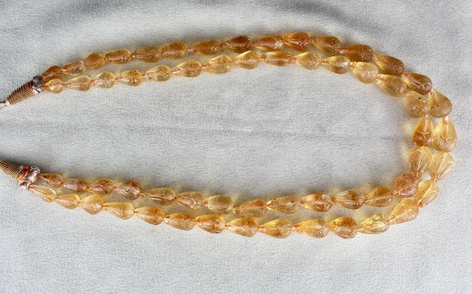 Certified Natural Citrine Carved Drops Beaded Necklace 467 Ct For Women