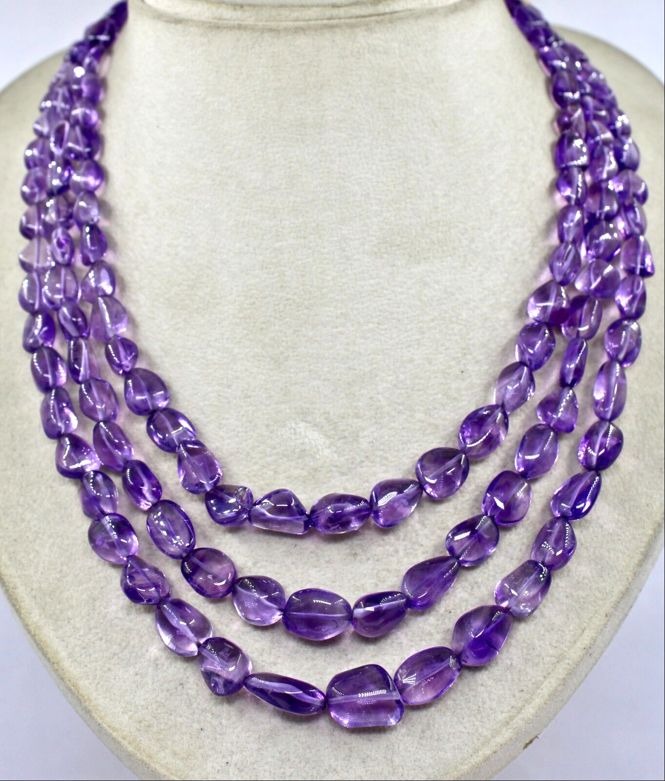 Natural Amethyst Beads 3 L 585 Ct Purple Gemstone Fashion Necklace For Women