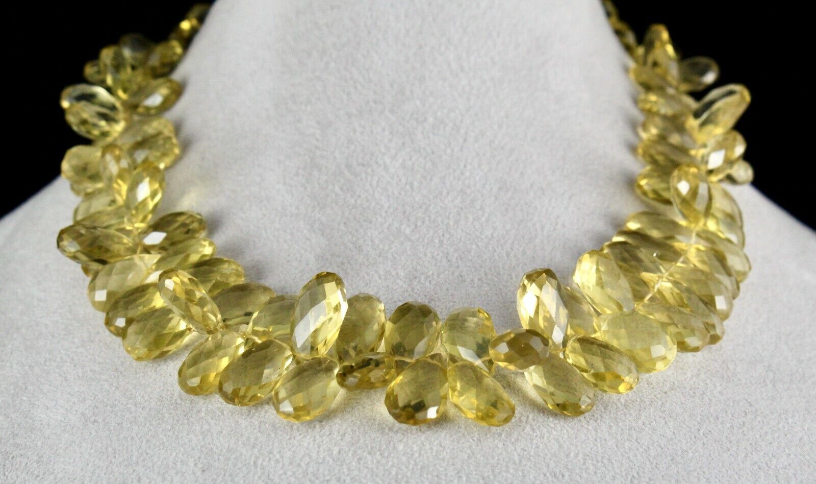 NATURAL LEMON QUARTZ BEADS 1 LINE 665 CARATS TEAR DROPS GEMSTONE FINEST NECKLACE