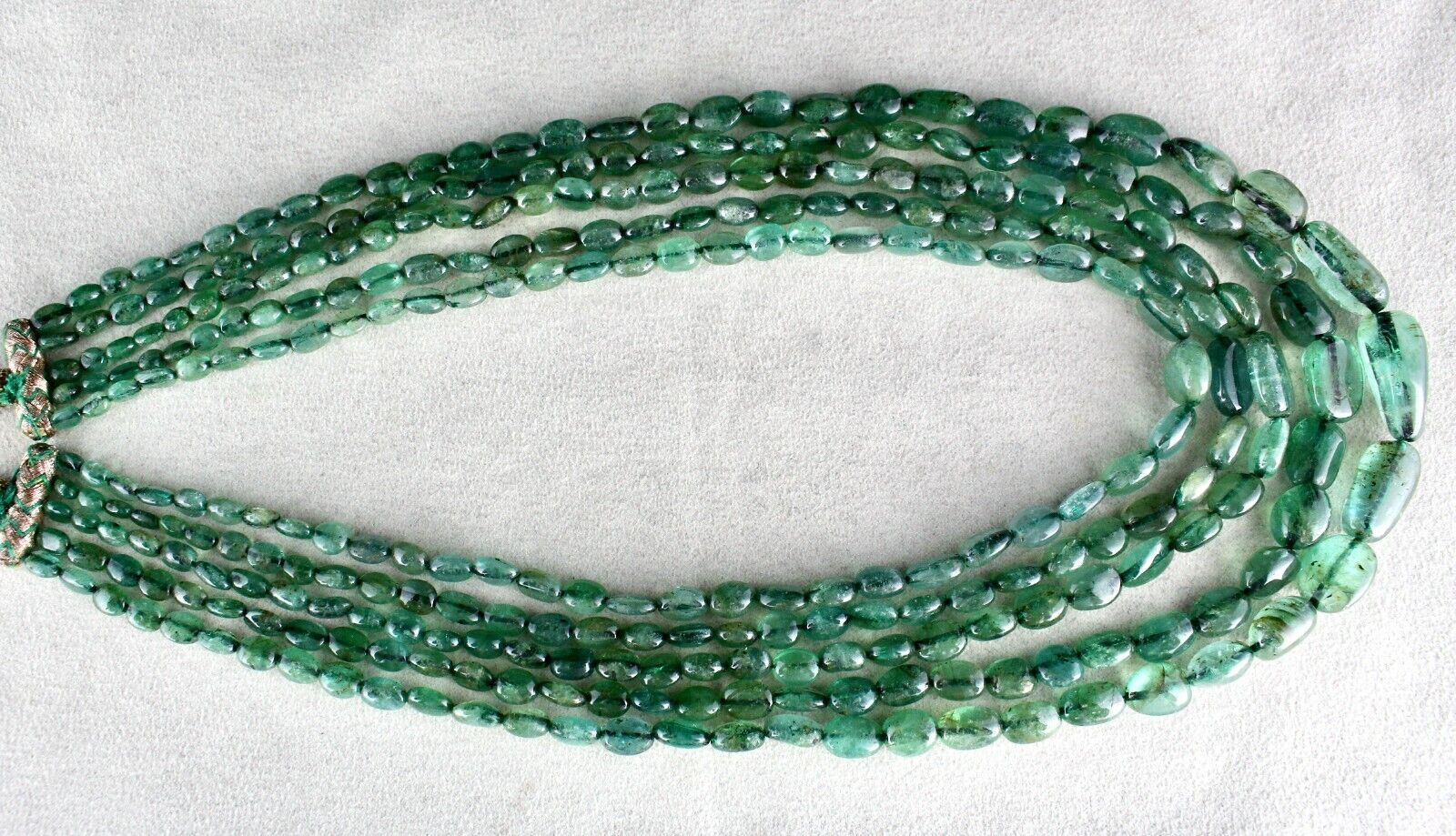 ANTIQUE 20MM BIG NATURAL EMERALD BEADS NUGGET 5 LINE 466CTS GEMSTONE NECKLACE