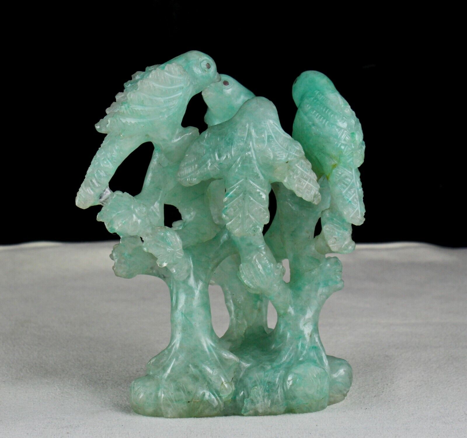 5" NATURAL EMERALD QUARTZ BIRD FIGURE 2230 CTS GEMSTONE STATUE FOR HOME DECOR