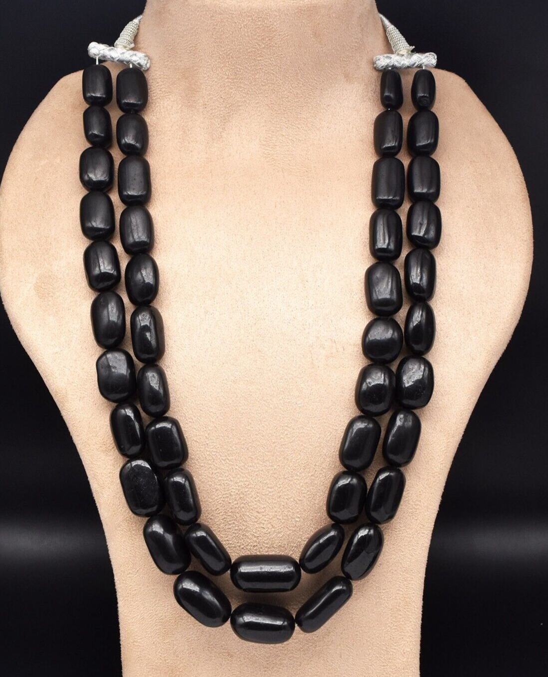 Natural Black Jade 1420ct Beads Big 27mm Gemstone Fashion Necklace Long 2l