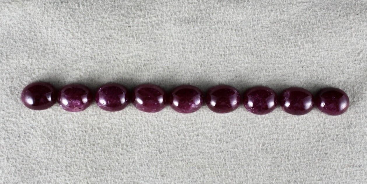 10X8 MM NATURAL UNHEATED RUBY OVAL CABOCHON 9 PCS 37.10 CTS GEMSTONE BRACELET