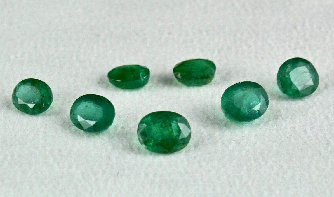 Certified Natural Zambia Emerald Oval Cut 7 Pc Gemstone Set 16.03 Ct Earth Mined