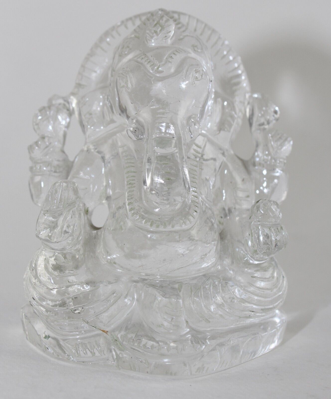 Natural Rock Crystal Quartz 3 In 826 Ct White Lord Ganesha Statue For Home Decor