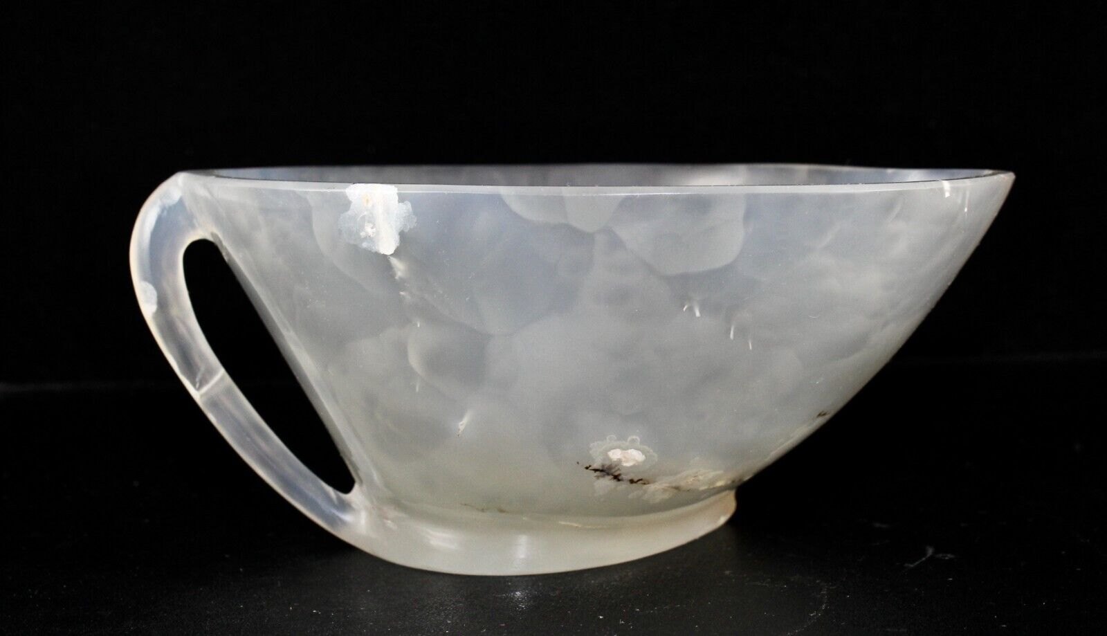 FINE CRAFTED NATURAL CHALCEDONY 1438 CARATS CARVED DESIGNER BOWL FOR HOME DECOR