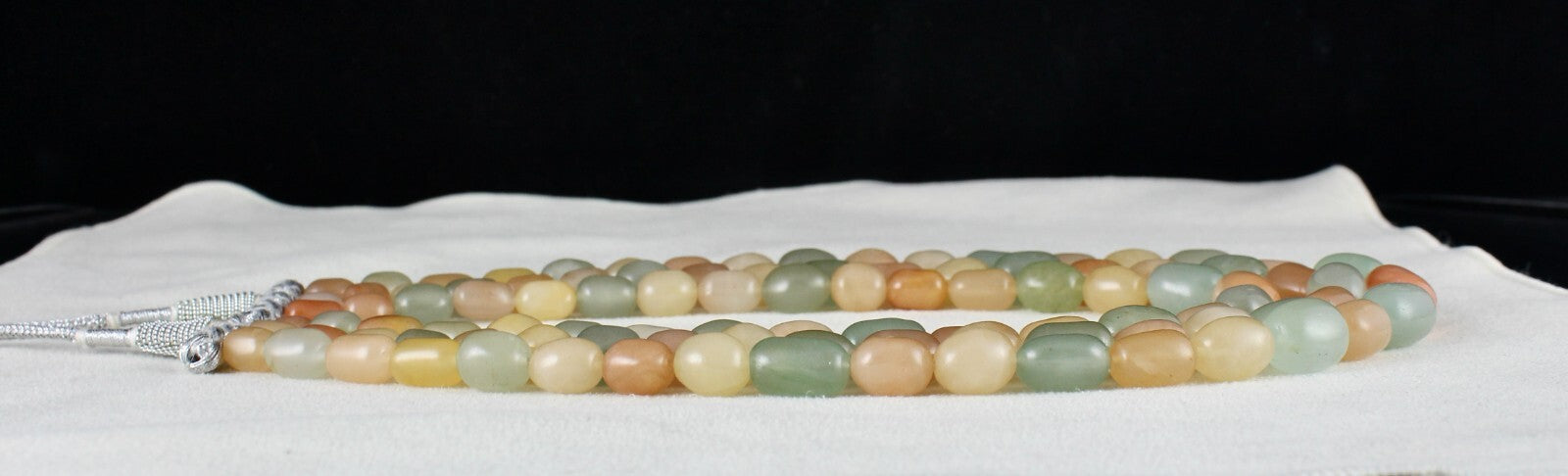 Vintage Necklace Natural Orange Quartz Aventurine Jade 677ct Gemstone Beads