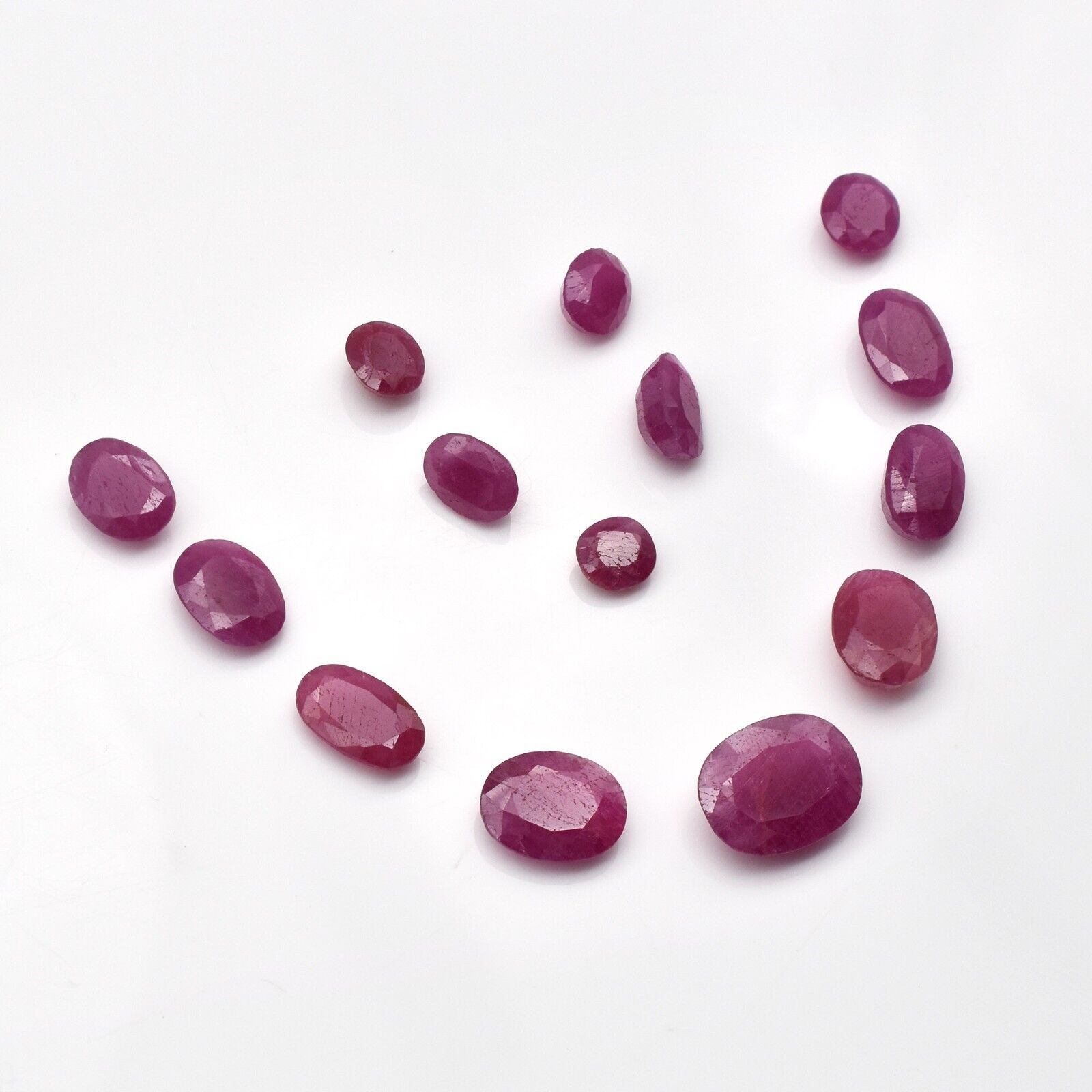 Natural Ruby Set Oval Cut 14 Pcs 36.15 Carats Untreated Gemstone Fine Designing