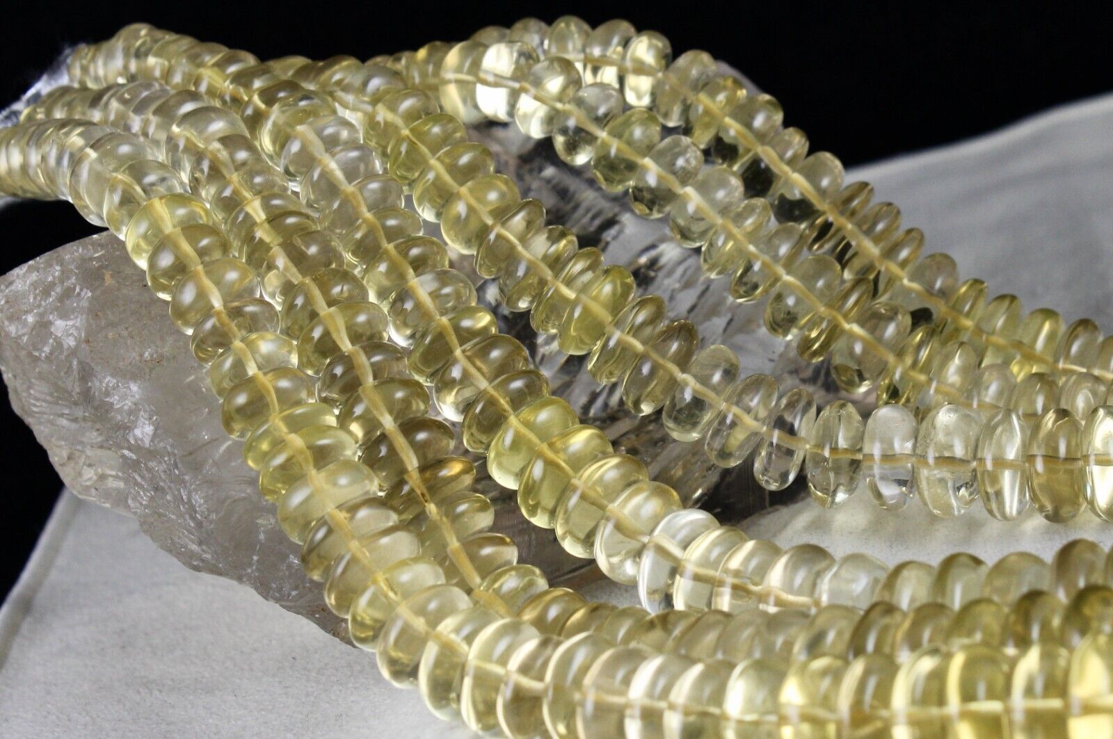 Natural Lemon Quartz Beads Button 1428 Ct Semi Precious Gemstone Yellow Necklace