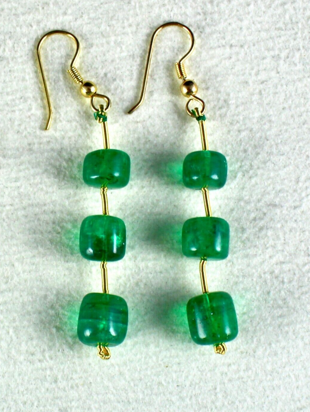 Certified Natural Zambia Emerald Beads 31.80 Ct 6 Pc Gemstone Earrings Top Green
