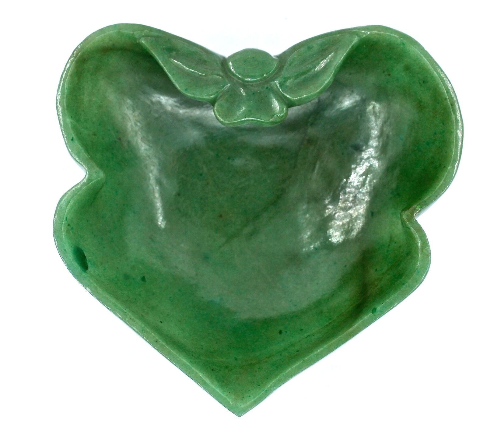 NATURAL GREEN JADE 1135 CARATS CARVED LEAVES BOWL FOR HOME DECOR