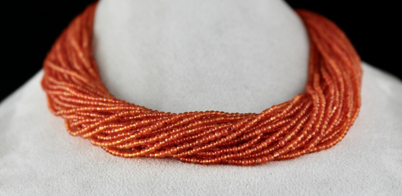 Natural Orange Carnelian 789 Ct Beads Round 32 L Gemstone Fashion Necklace