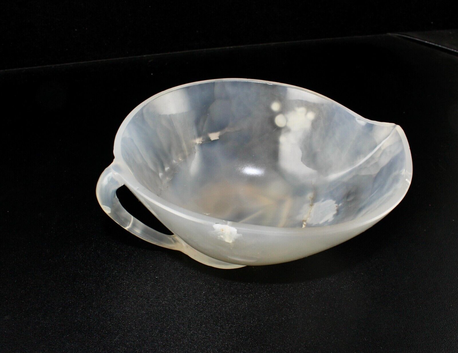 FINE CRAFTED NATURAL CHALCEDONY 1438 CARATS CARVED DESIGNER BOWL FOR HOME DECOR