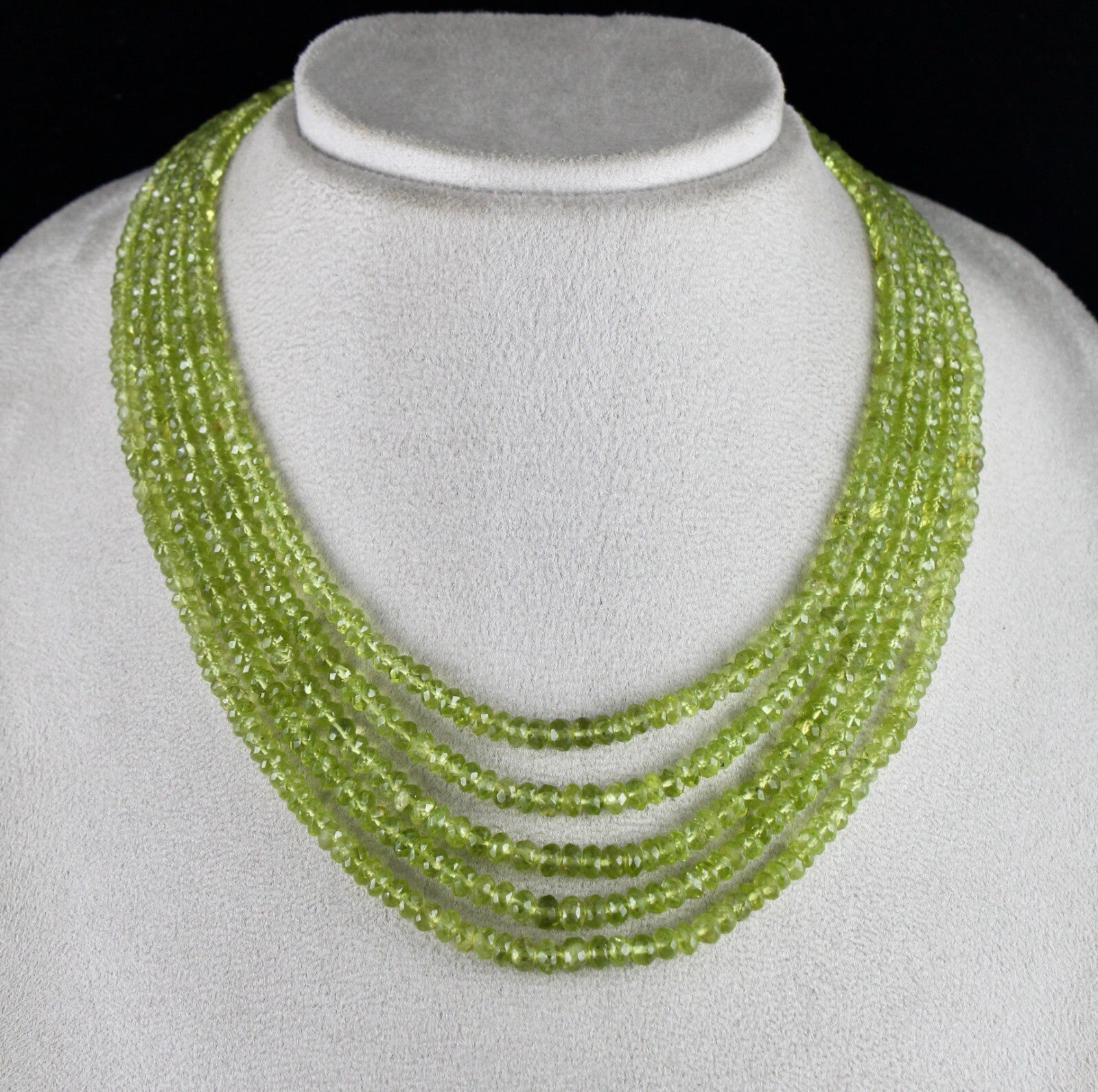 Natural Peridot Gemstone Necklace Faceted 441 Ct Round Green Beads Fashion