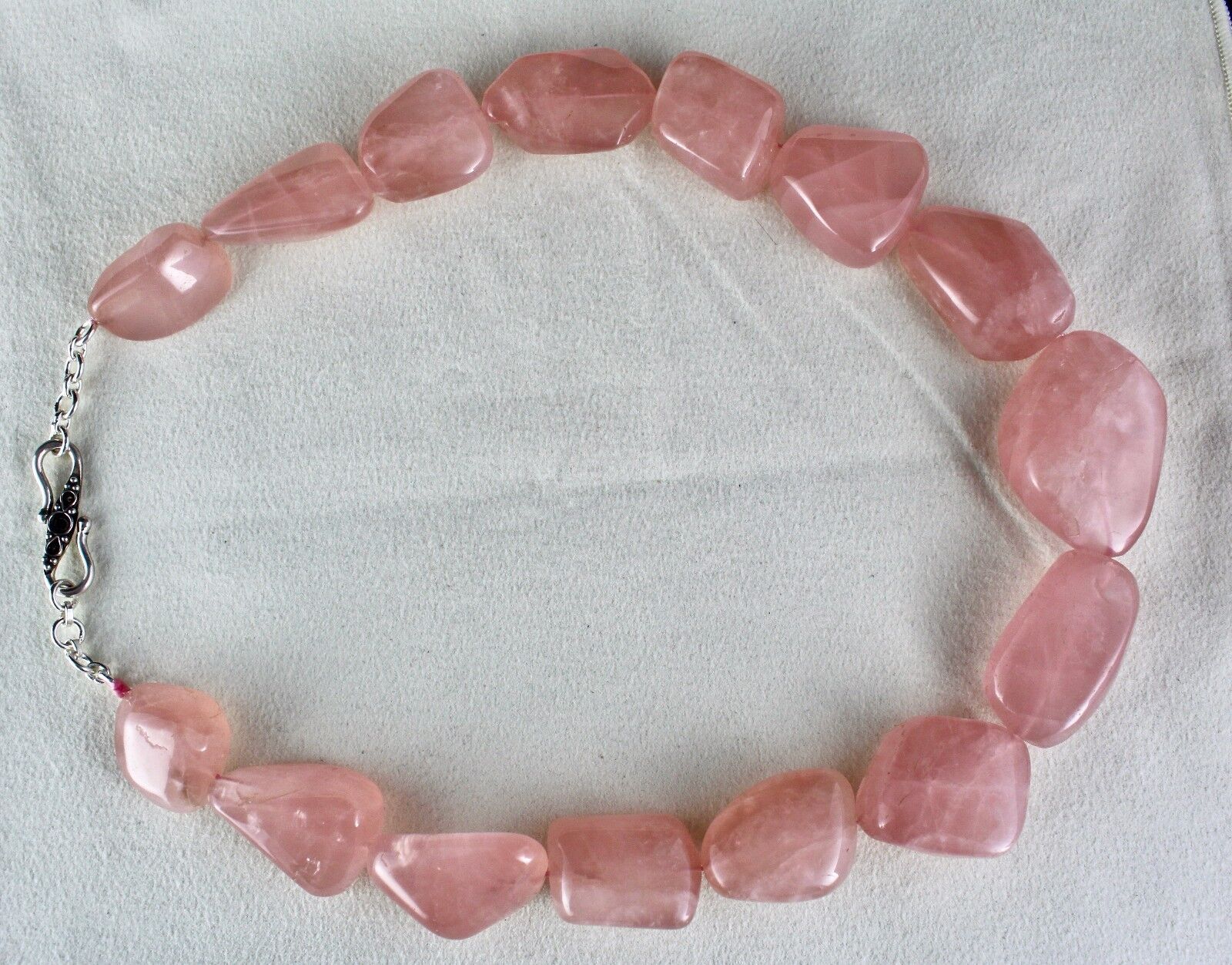 NATURAL ROSE QUARTZ TUMBLE CABOCHON BEADS 1 LINE 1280 CARATS GEMSTONE NECKLACE