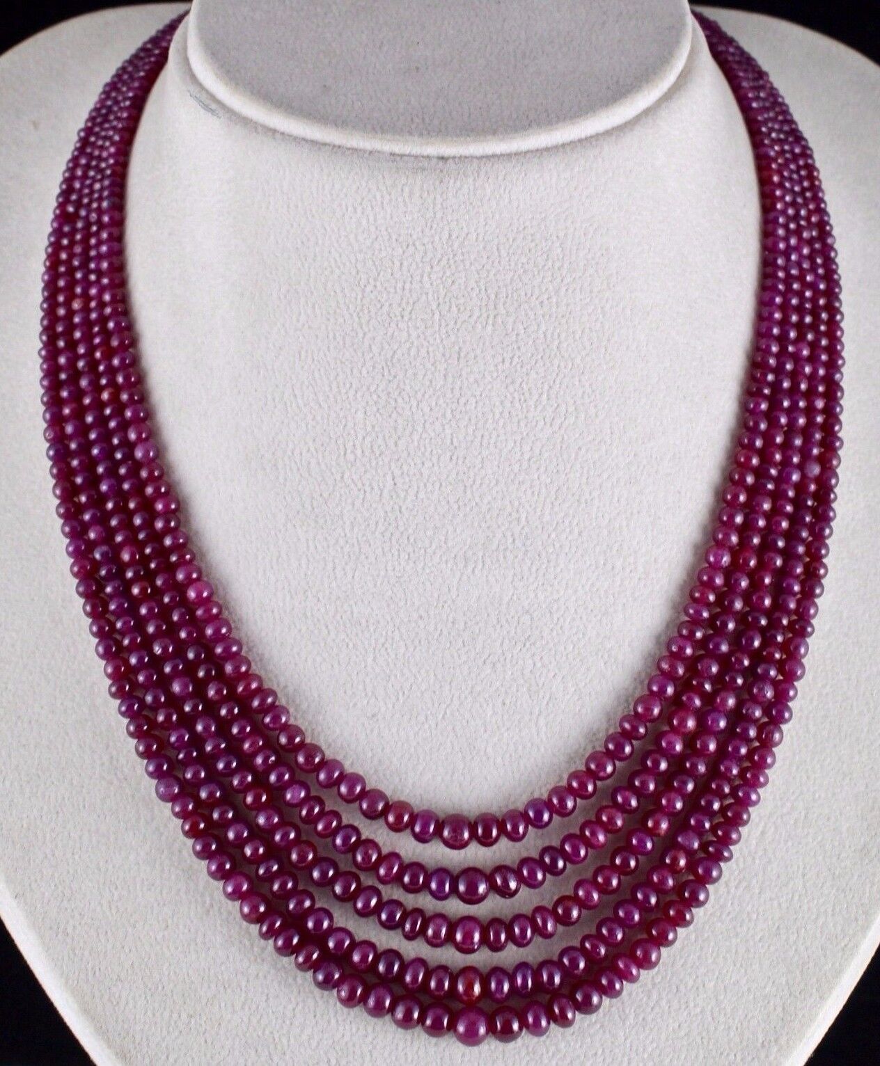 RED NATURAL RUBY BEADS ROUND 5 LINE 429 CARATS PRECIOUS GEMSTONE LADIES NECKLACE