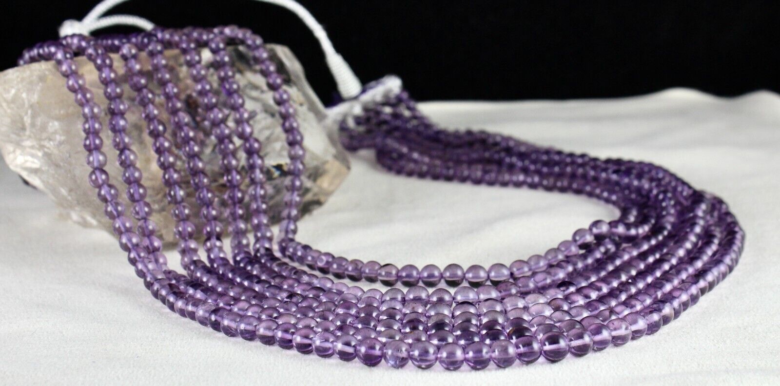 Natural Amethyst Beads Round 7 Line 804 Ct Purple Gemstone Fashion Necklace