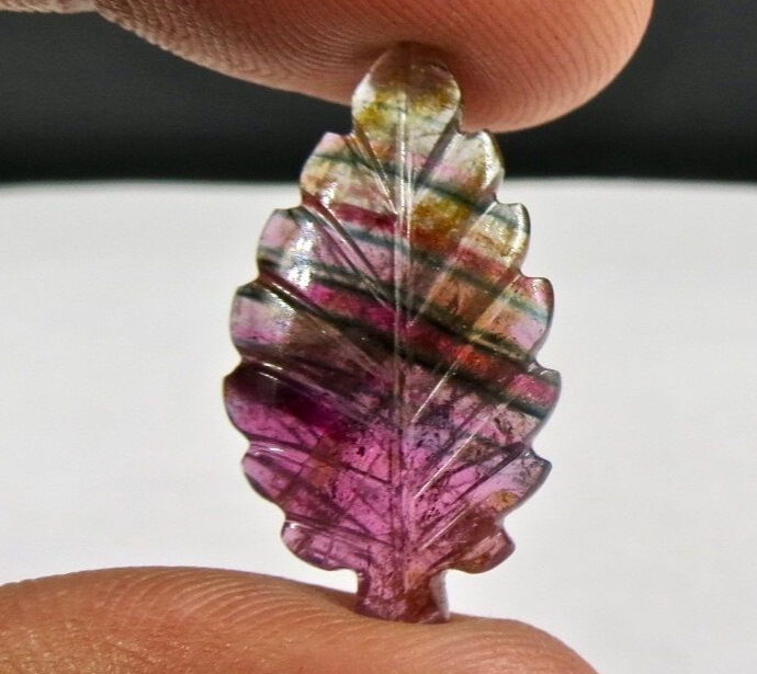 Natural Multi Tourmaline 9.79ct Carved Gemstone For Pendant Ring Brooch