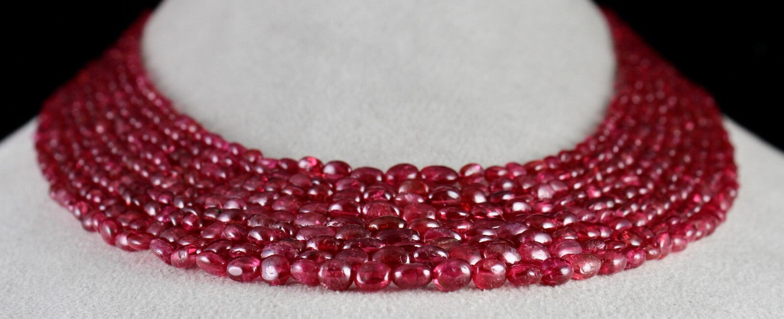 Certified Natural Red Spinel Necklace Cabochon 423 Ct Gemstone Beads 9 Line