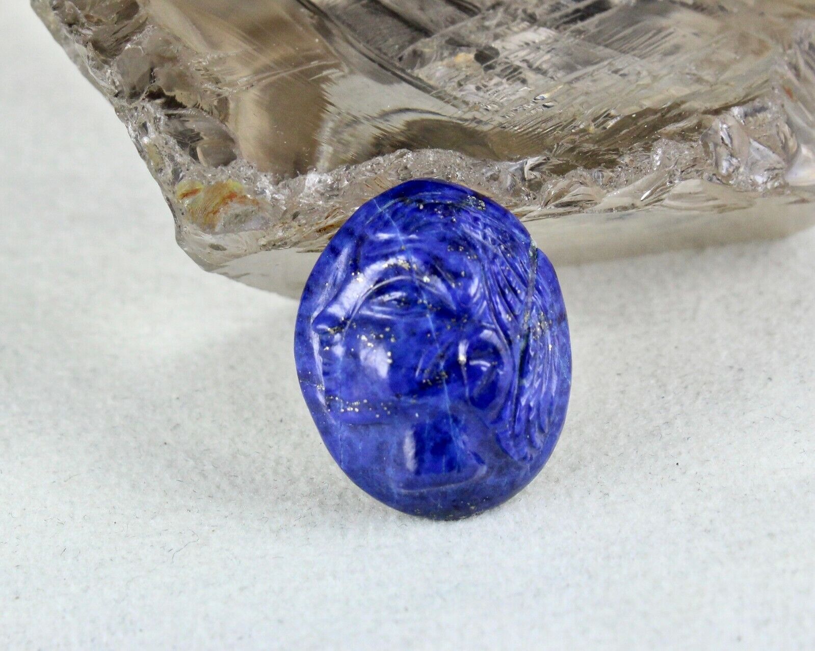 NATURAL LAPIS LAZULI CARVED QUEEN 24 MM 28.77 CTS GEMSTONE FOR DESIGNING PENDANT