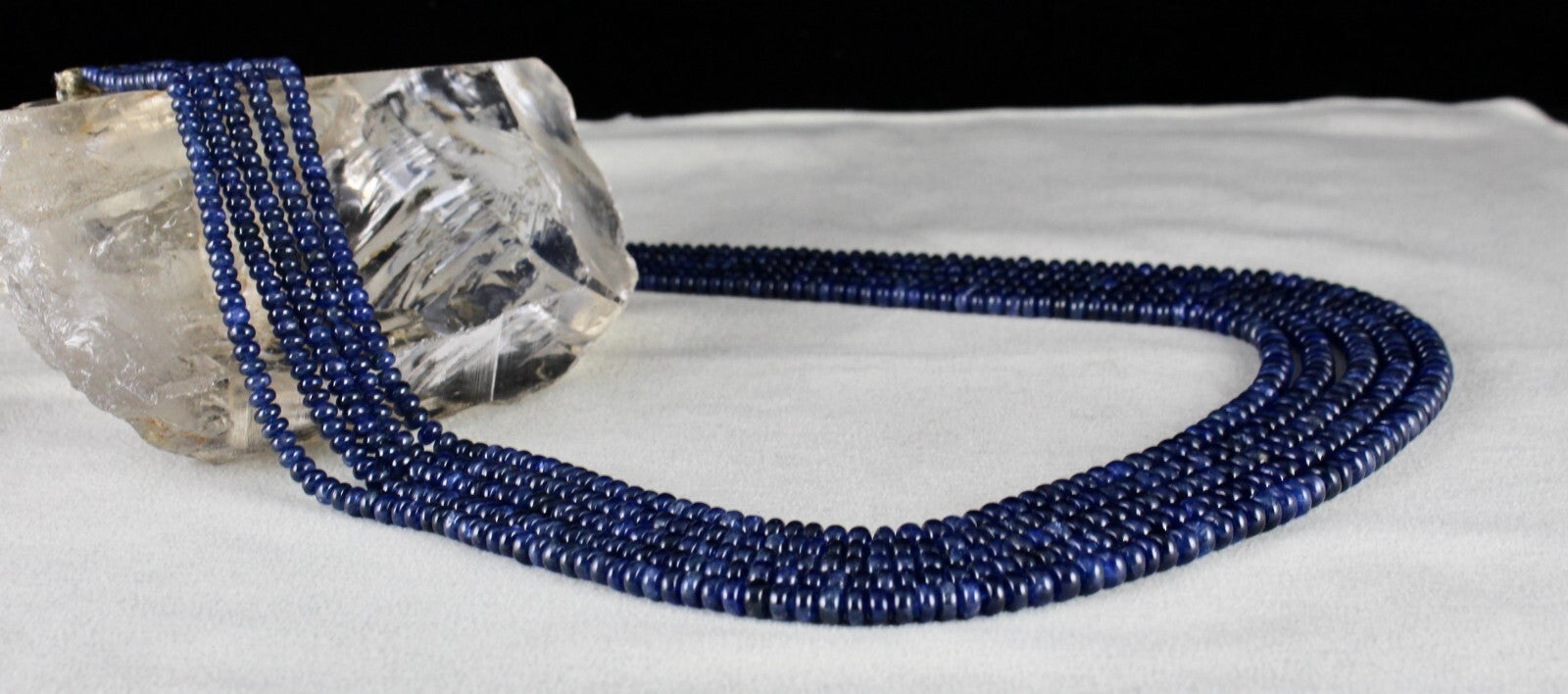 Certified Natural Blue Sapphire 581 Ct Beads Finest Round Gemstone Necklace