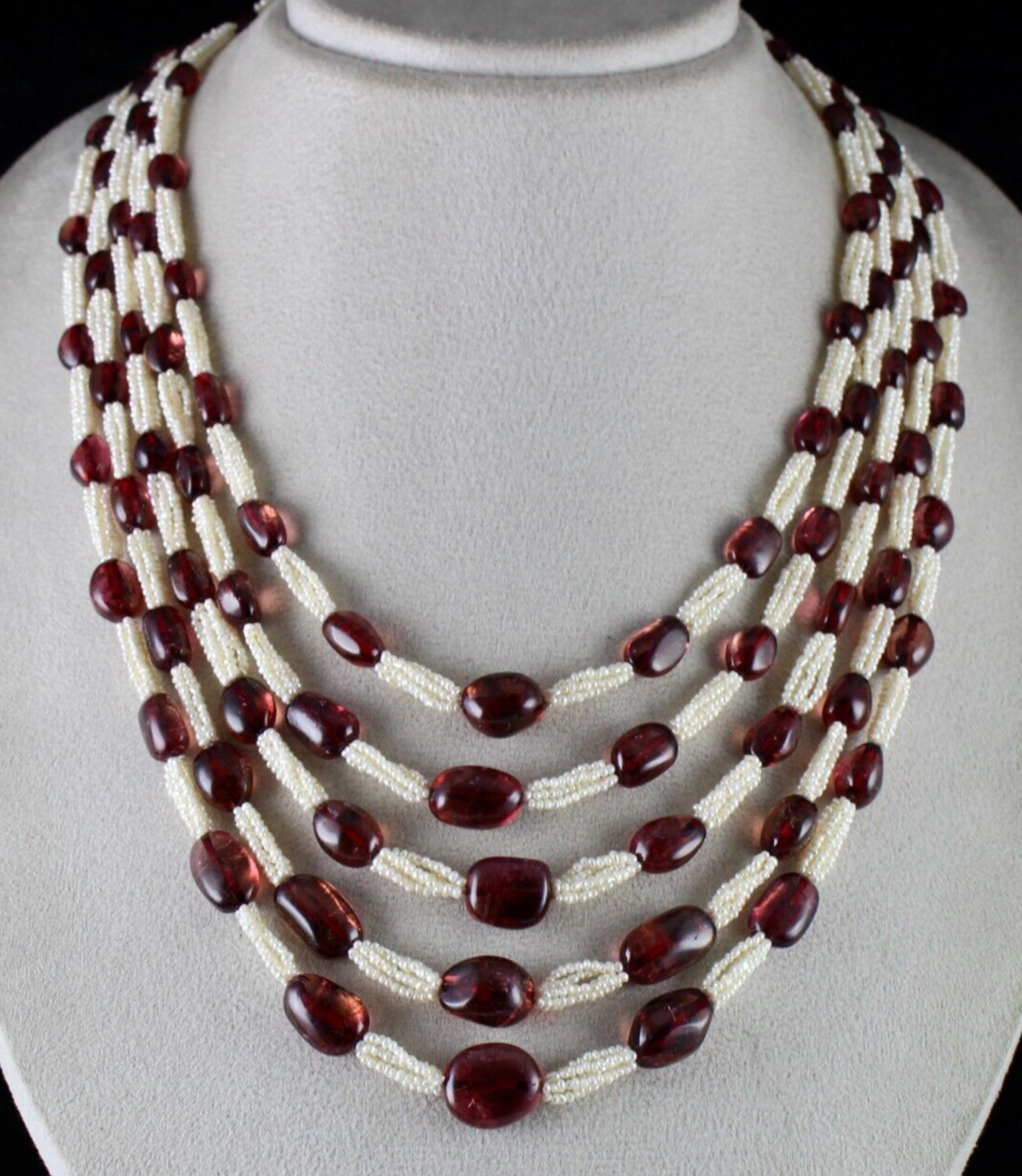 ANTIQUE NATURAL TOURMALINE PEARL BEADED  5 L 656 CTS GEMSTONE ESTATE NECKLACE