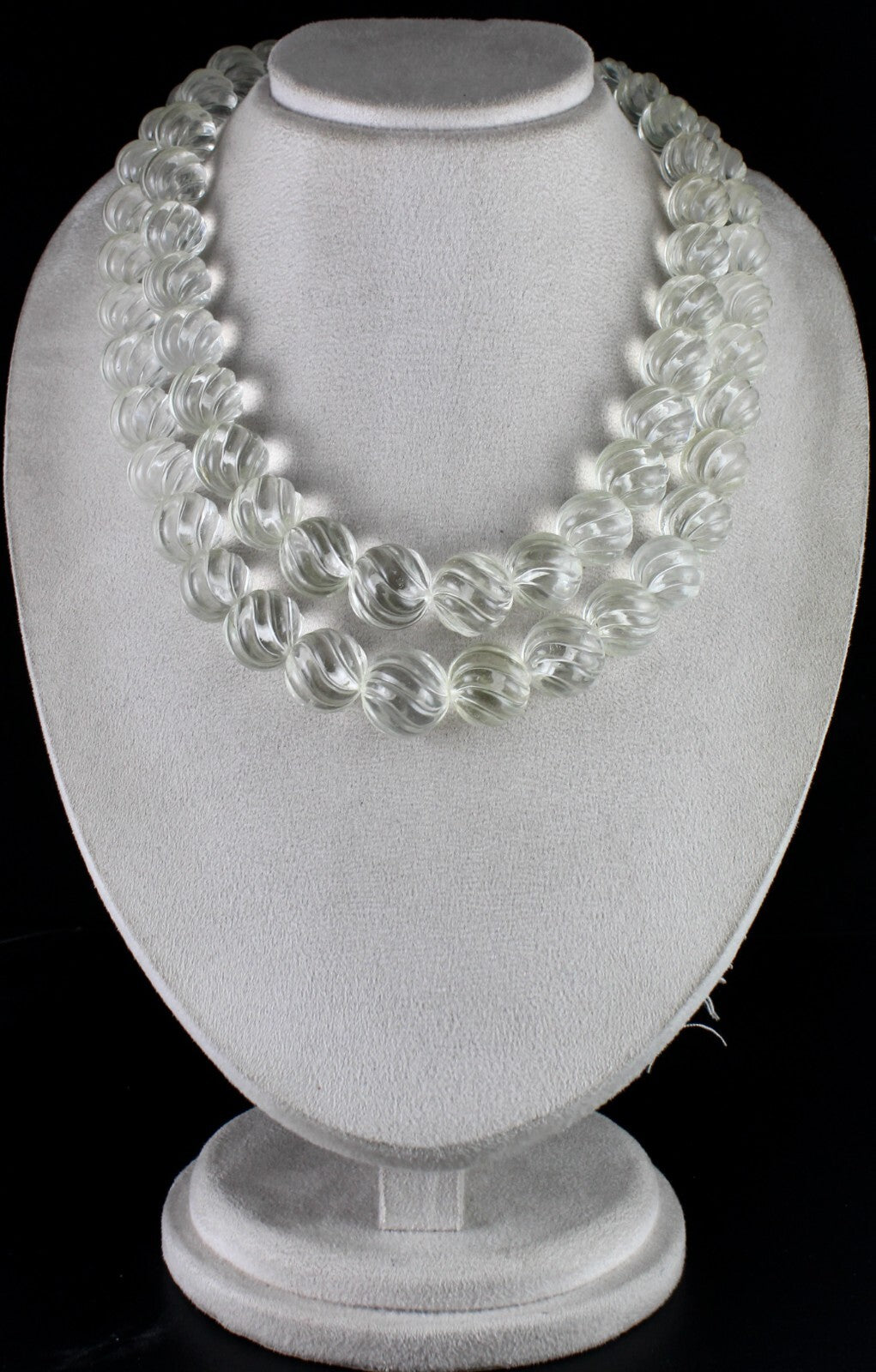 Certified Natural Rock Crystal Quartz Carved Beads Necklace 2049 Ct Rare Gem