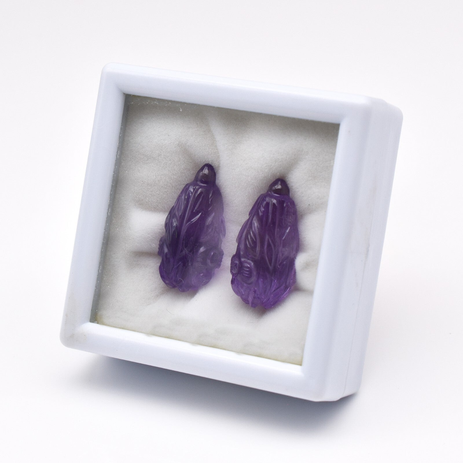 Natural Amethyst Teardrop Pair 2 Pc 33.07 Ct Engraved Gemstone Earring Women