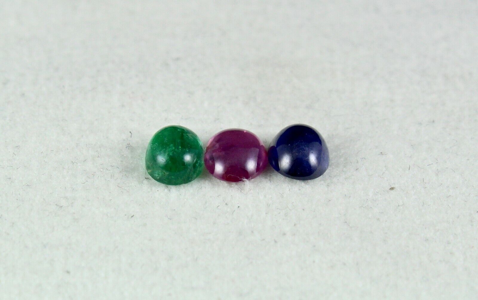 NATURAL RUBIES EMERALD BLUE SAPPHIRE CABOCHON OVAL 3 PCS 3.13 CARATS GEMSTONE