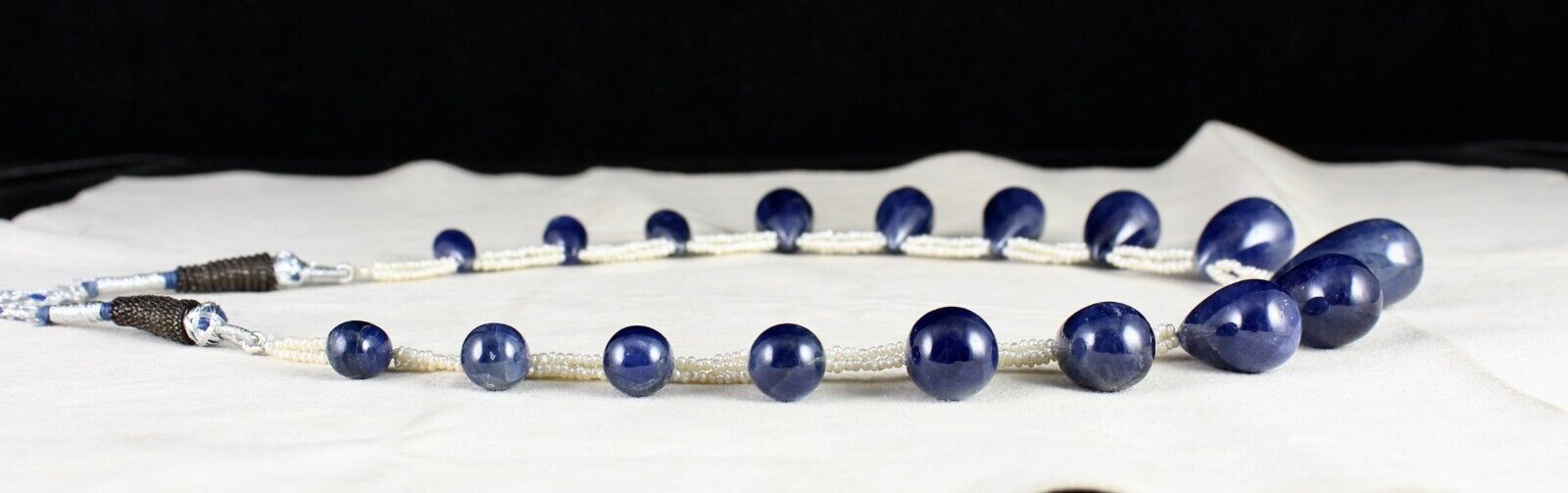 Natural Unheated Blue Sapphire Teardrop Pearl Beaded 420 Ct Gemstone Necklace