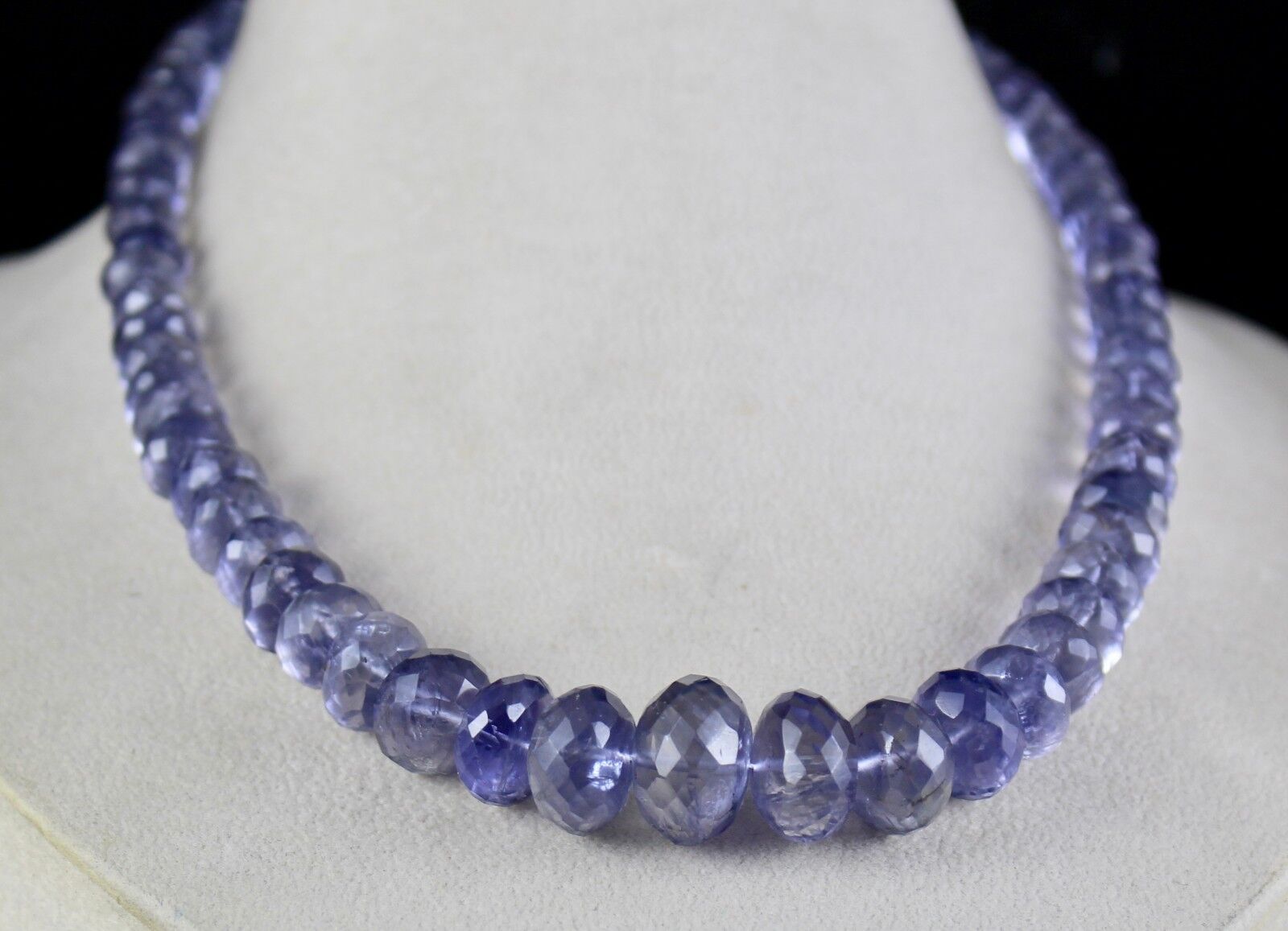 NATURAL IOLITE FACETED BEADS 18MM 410 CARATS BIG ROUND GEMSTONE LADIES NECKLACE