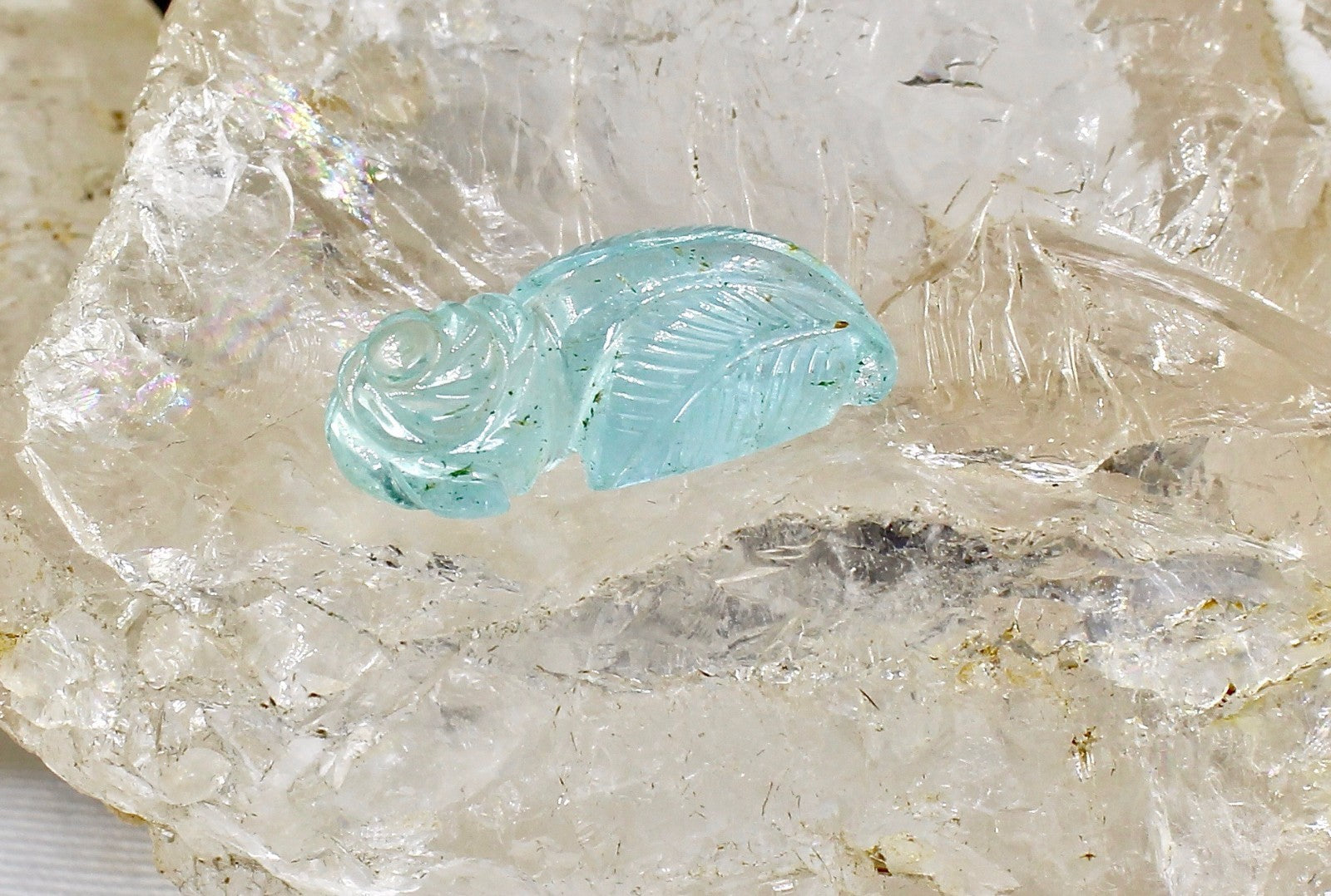 Natural Aquamarine 27mm 21ct Carved Gemstone Ring Pendant