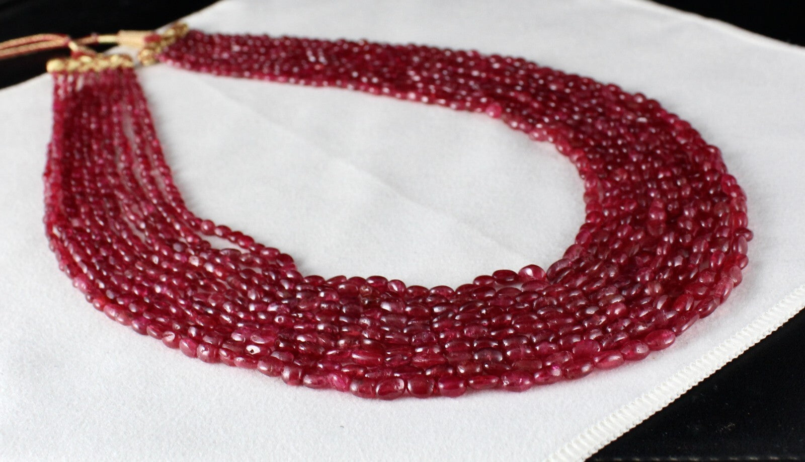 Certified Natural Red Spinel Cabochon Beads Necklace 521 Ct Precious Gemstone