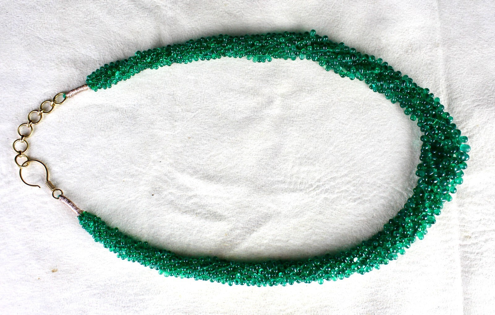 Certified Natural Zambia Emerald Teardrop 280 Ct Drilled Bead 18k Gold Necklace