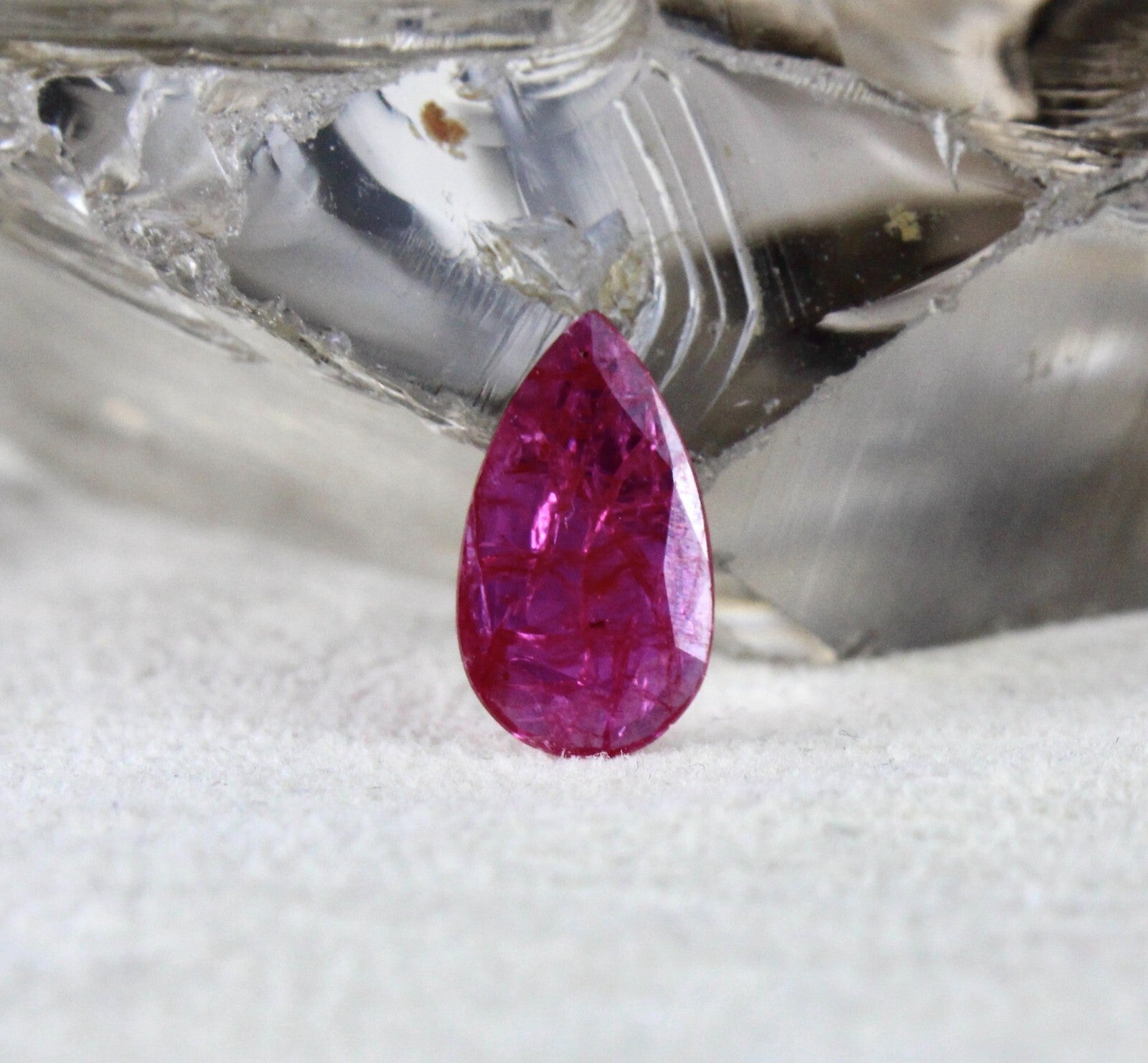 Certified Natural Ruby 1.78 Ct Pear Cut Unheated Mozambique Stone Ring Pendant