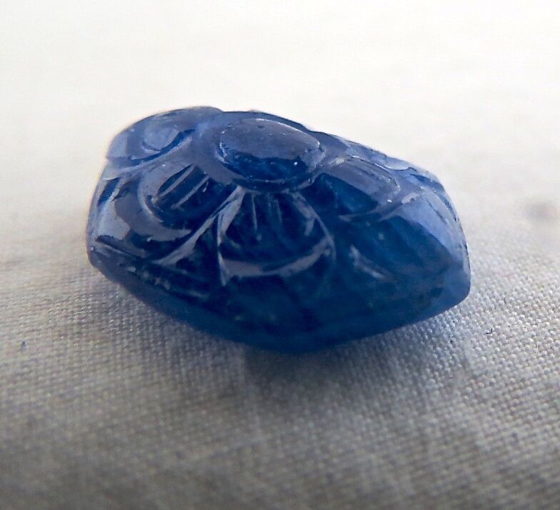 Natural Burma Blue Sapphire Carved Marquise 18X12mm 12.35 Ct Stone Ring Pendant