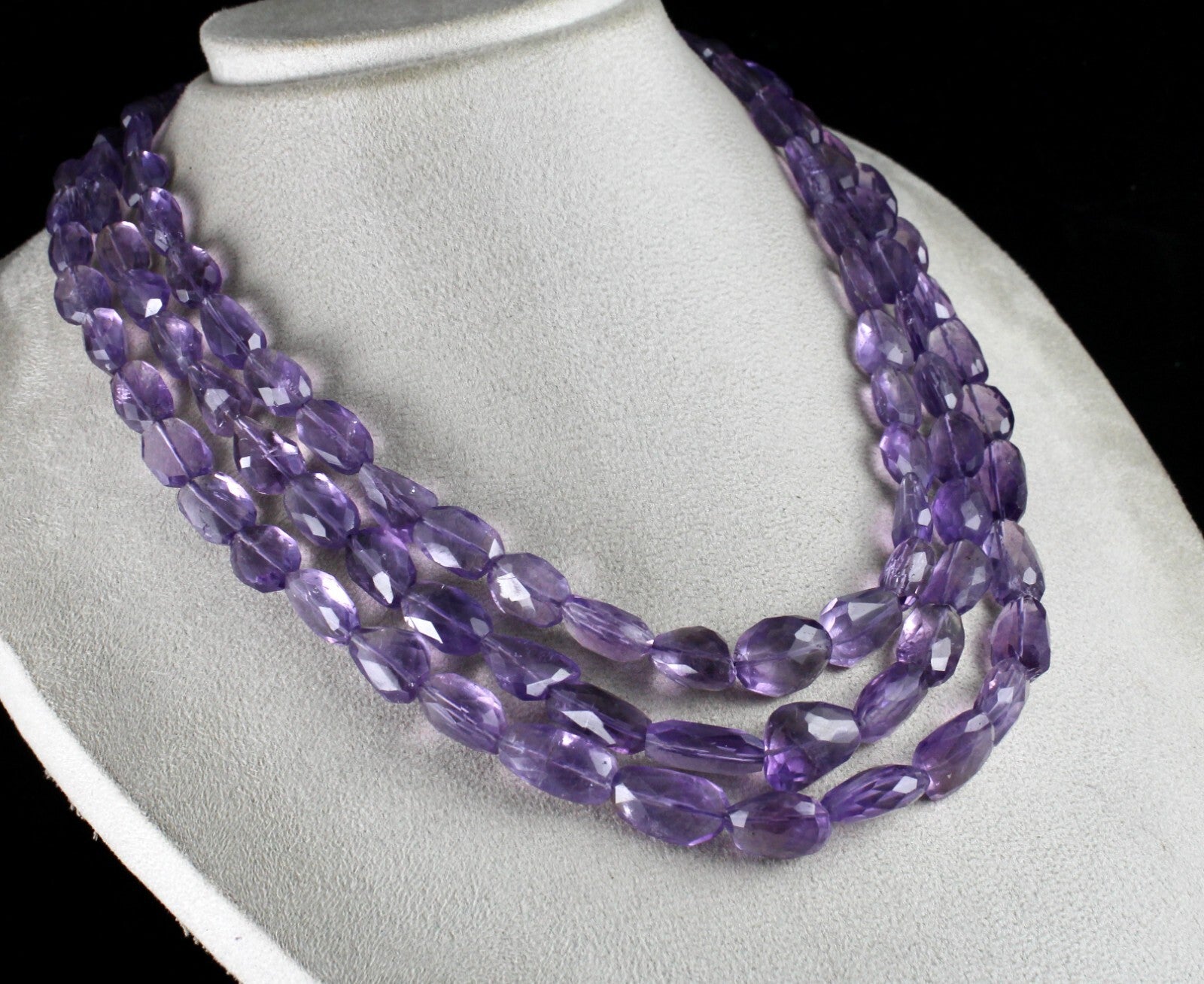 Natural Amethyst Necklace Purple Gemstone Faceted Tumble Beads 861 Ct Fashion 3l