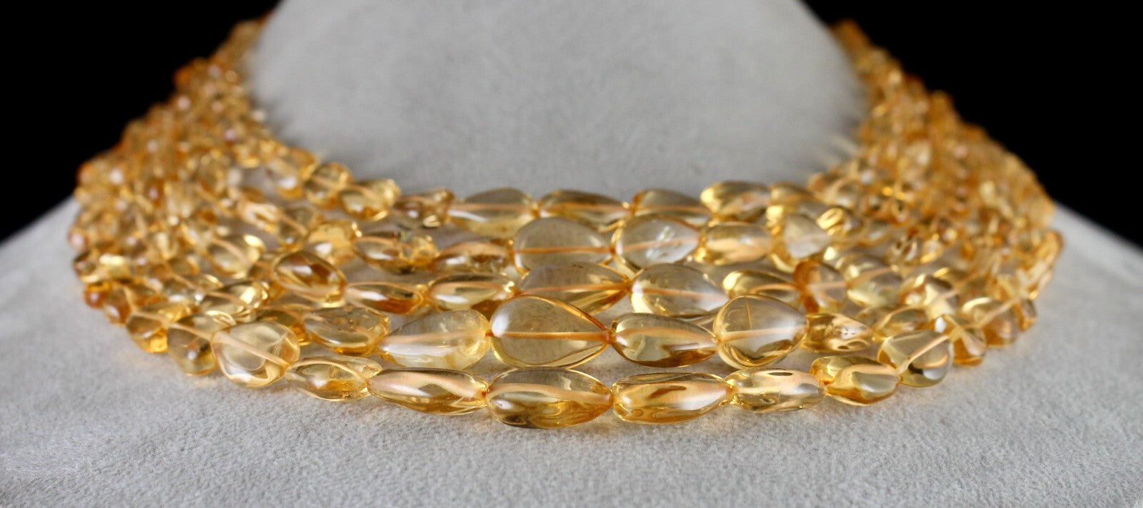 Certified Natural Yellow Citrine Tear Drop Beads Necklace 5 L 695 Ct Fashion