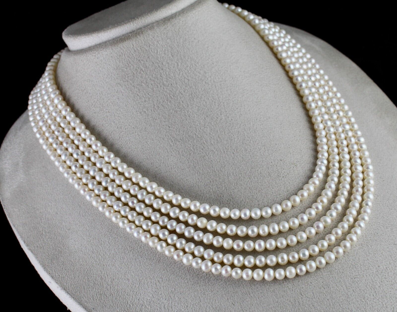 GENUINE FRESH WATER PEARL BEADS ROUND 5 L 525 CARATS GEMSTONE FASHION NECKLACE