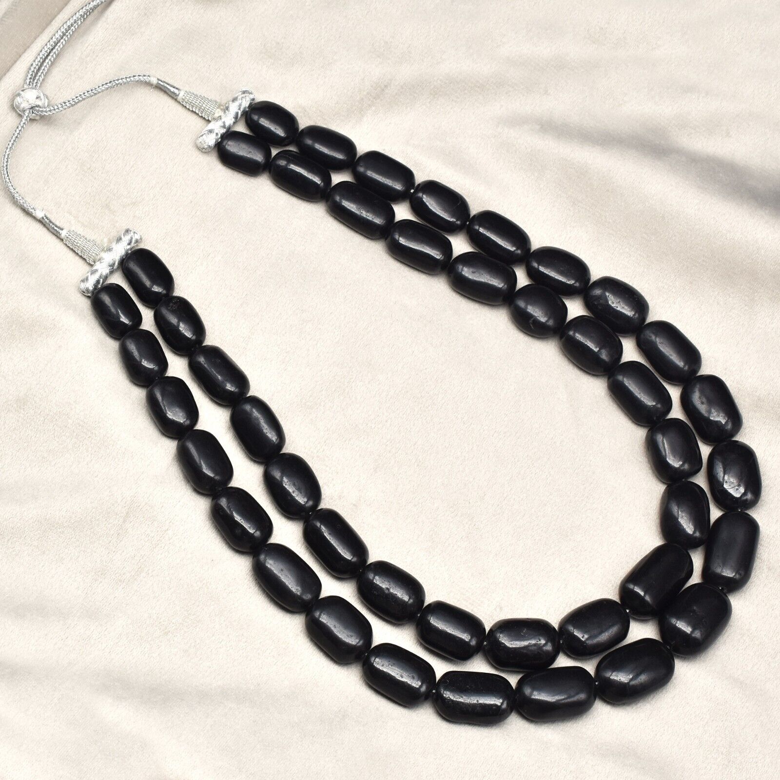 Natural Black Jade Beads Long 2 L 1420 Ct Big 27mm Gemstone Fashion Necklace